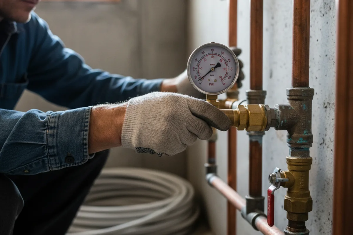 Pressure testing a repaired line during Water Line Repair in Port Monmouth